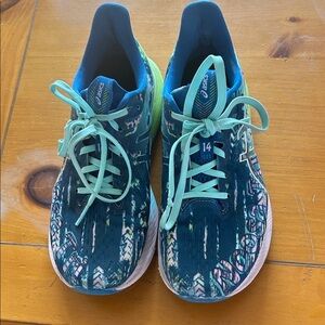 ASICS Teal & Mint Patterned Running Sneakers